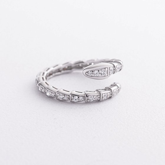Серебряное кольцо "Змея" с фианитами 10750 №3