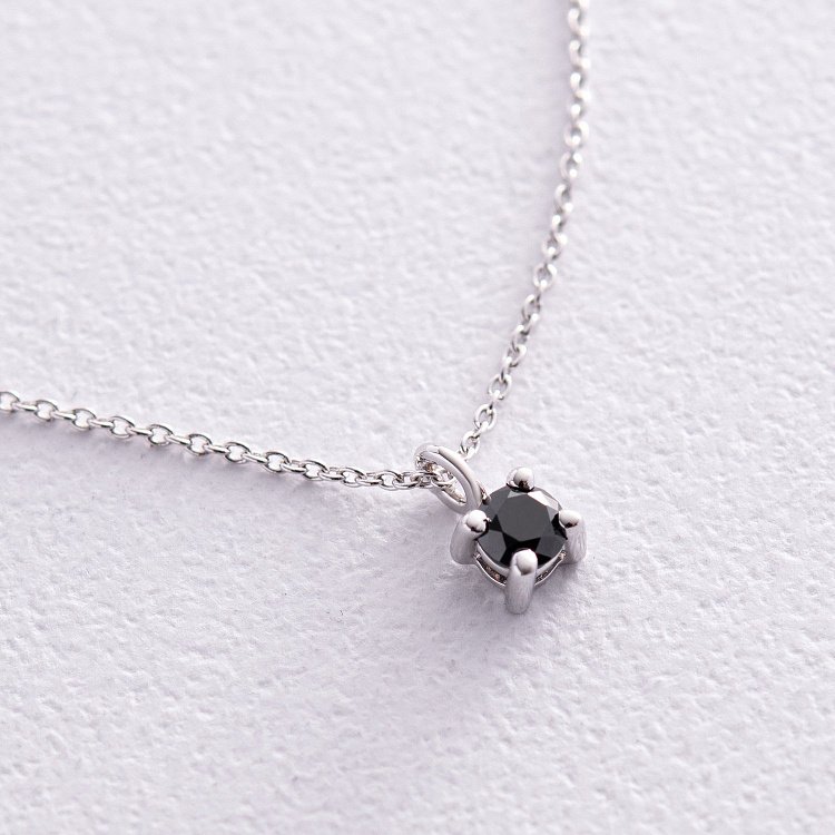 Золоте кольє з чорним діамантом колб0098y від ювелірного магазину Онікс - 1