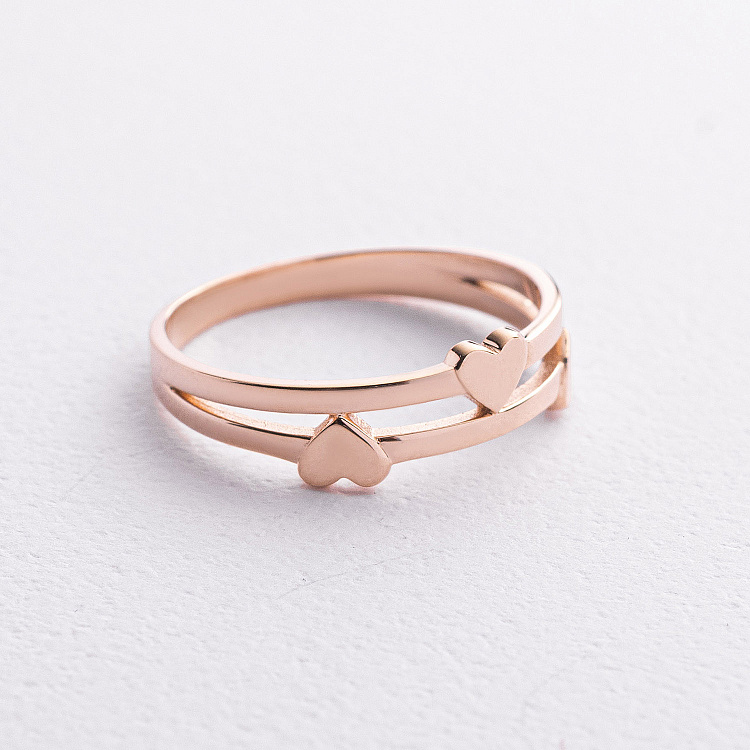 Кольцо "Сердечки" в красном золоте к08450 от ювелирного магазина Оникс - 1