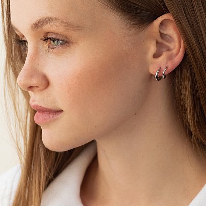 Серебряные серьги - кольца OR138410 №3