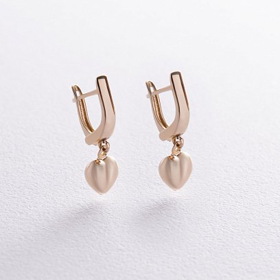 Сережки "Сердечки" у жовтому золоті с08389 №3