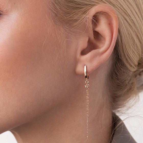 Золотые серьги "Шарики" с цепочками с07843 №4