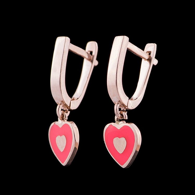 Золоті сережки "Сердечка" с04792р від ювелірного магазину Онікс