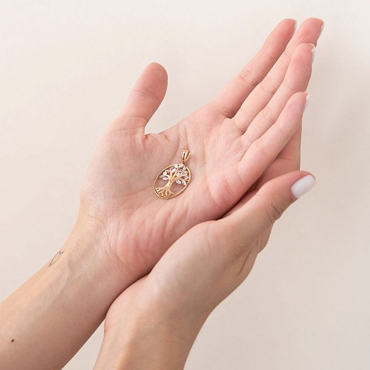 Золотая подвеска "Древо жизни" п02966 - 1 Золотая подвеска "Древо жизни" п02966 от ювелирного магазина Оникс - 1