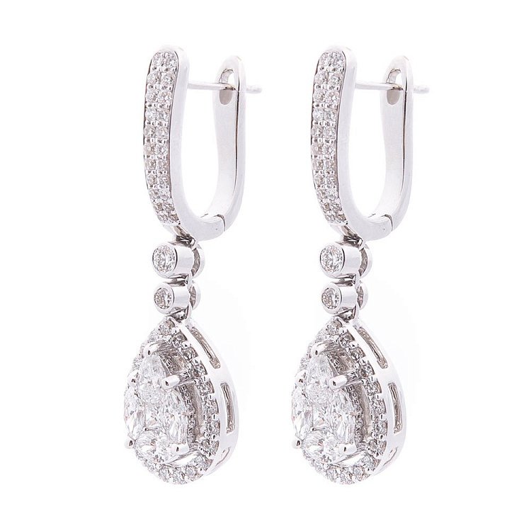 Золоті сережки "Крапельки" (діамант) сб0217pa від ювелірного магазину Онікс - 1