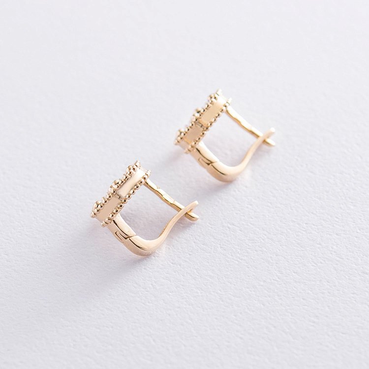 Золоті сережки "Конюшина" з оніксом с06169 від ювелірного магазину Онікс - 2