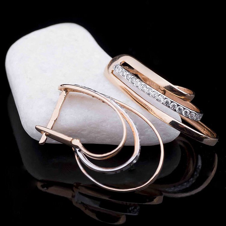 Золоті сережки з фіанітами с00767 від ювелірного магазину Онікс - 4