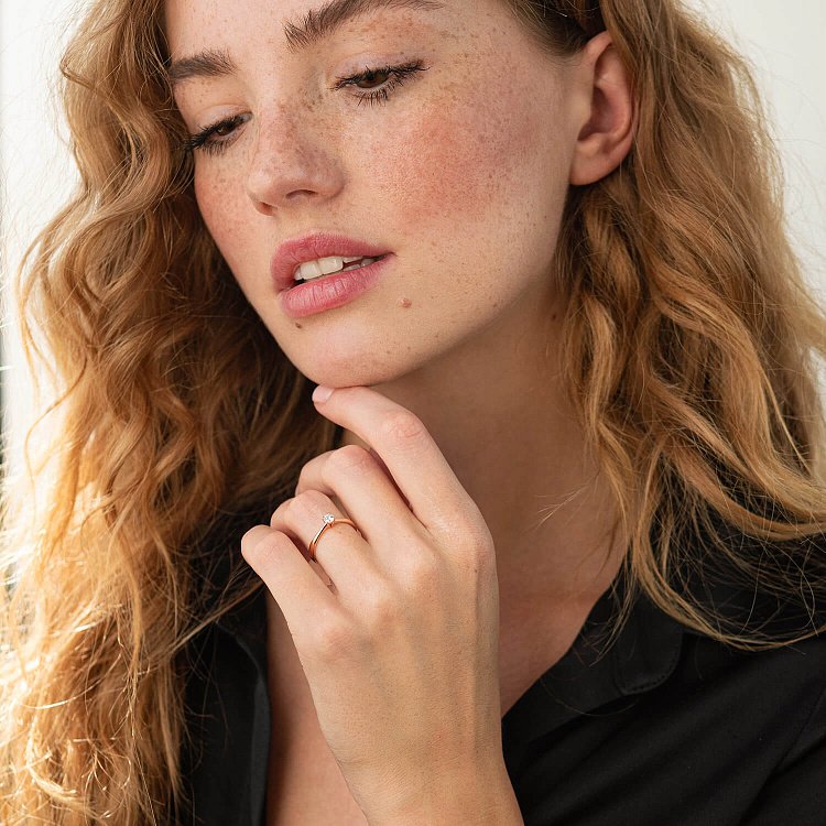 Заручальна золота каблучка з діамантом 218662421 від ювелірного магазину Онікс - 3