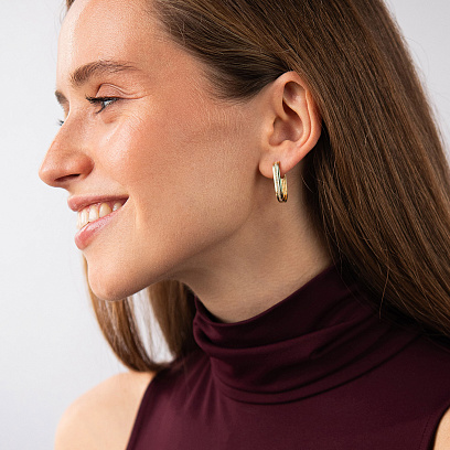 Серьги "Jenny" с фианитами (желтое золото) с09579 №3