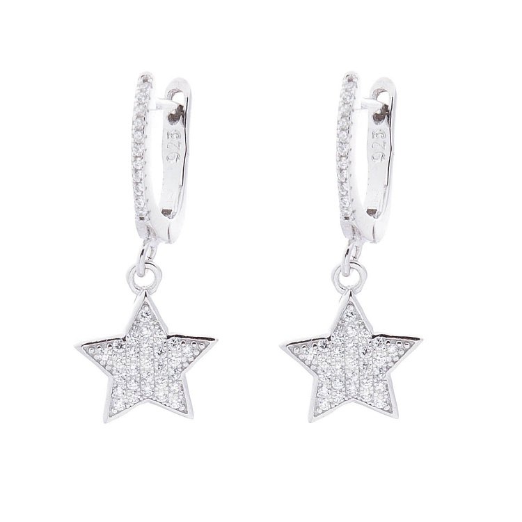 Серебряные серьги "Звездочки" (фианит) 122267 от ювелирного магазина Оникс - 1