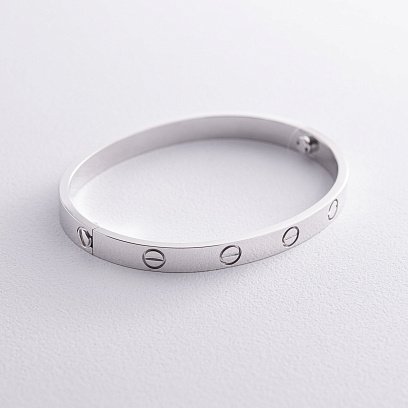 Жесткий браслет "Love" в белом золоте б05459 №13