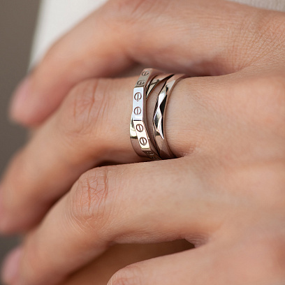 Кольцо "Love" в белом золоте к07432 №2