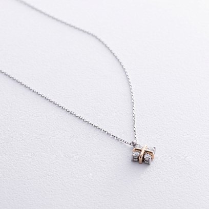 Золоте кольє "Конюшина" з діамантами 734801121 №3