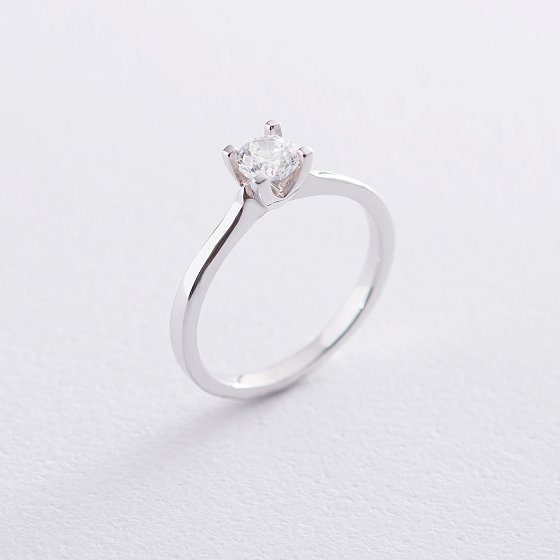 Помолвочное кольцо в белом золоте (куб. цирконий Swarovski) к06316