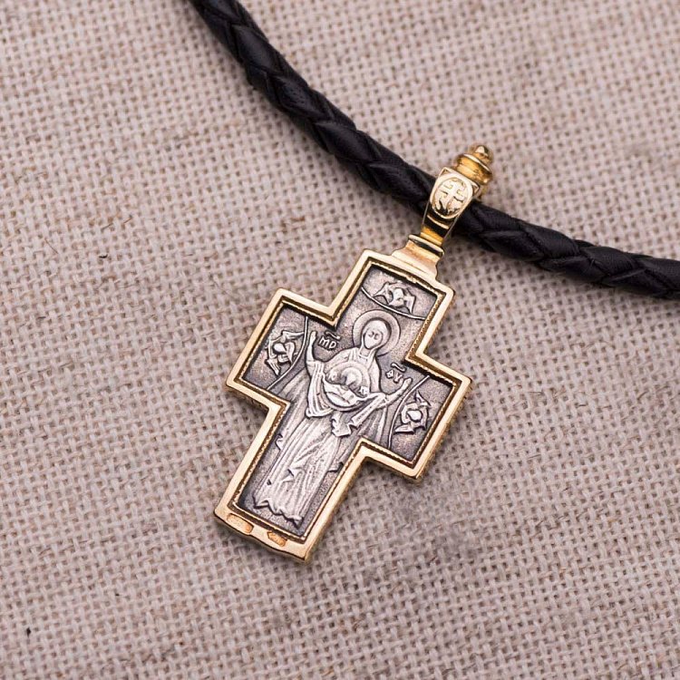 Срібний хрестик з позолотою 131642 від ювелірного магазину Онікс - 1