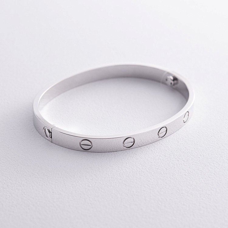 Жесткий браслет "Love" в белом золоте б05459 от ювелирного магазина Оникс - 12