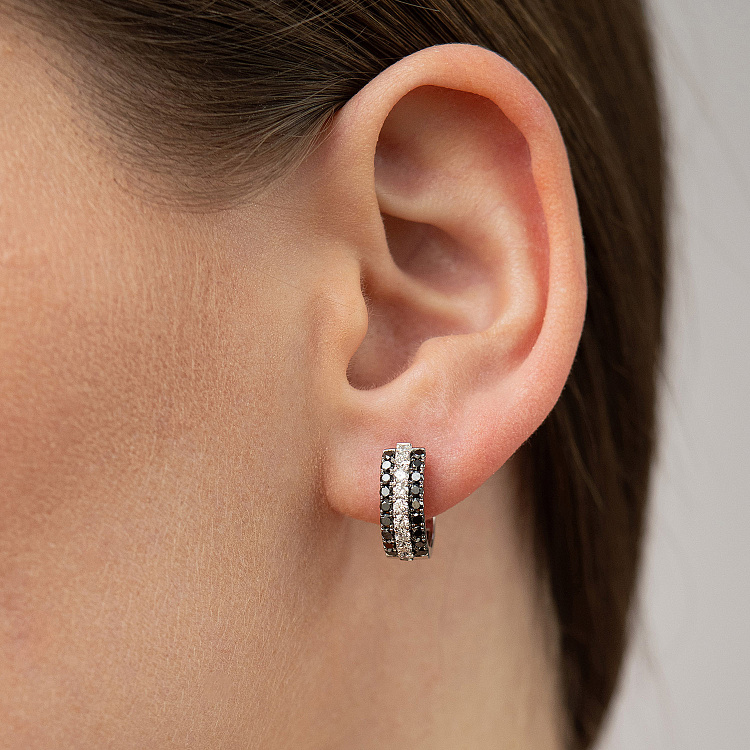 Золоті сережки з чорними та білими діамантами сб0614cha від ювелірного магазину Онікс - 5