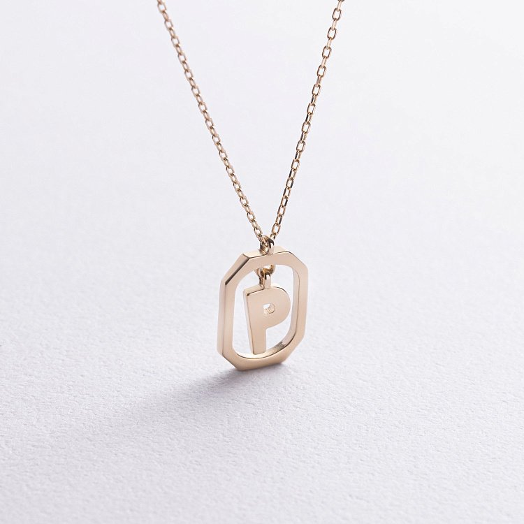 Кольє з літерою "Р" у жовтому золоті кол02463р від ювелірного магазину Онікс