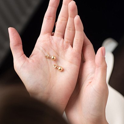 Серьги - пусеты "Шарики" в желтом золоте (0.7 см) с06892 №14