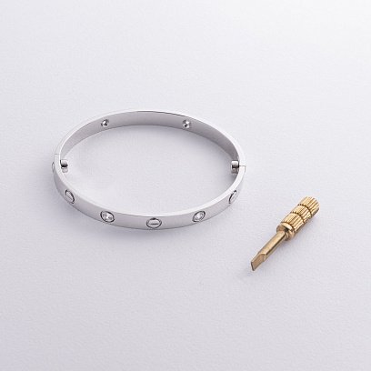 Жорсткий браслет "Love" з білого золота (фіаніт) б03337 №5