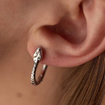 Серьги "Змеи" в белом золоте с08486 №2