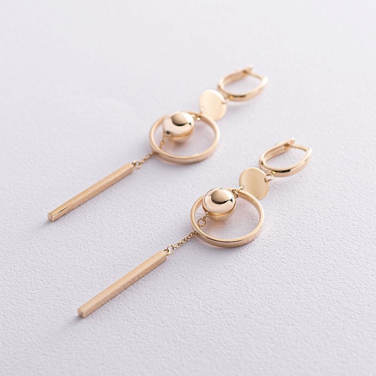 Золоті сережки "Сонце" на англійській застібці с06532 від ювелірного магазину Онікс - 5