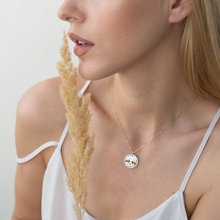 Золоте кольє "Дерево життя" (фіаніт) кол01477 від ювелірного магазину Онікс