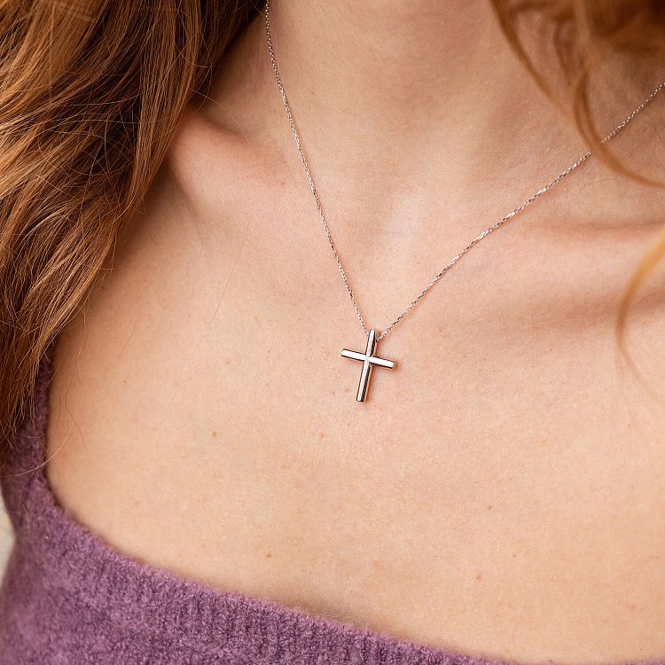 Кольє з хрестиком у білому золоті кол02356 від ювелірного магазину Онікс - 3