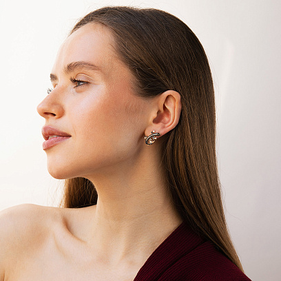 Золотые серьги "Ящерицы" (фианиты) с04479 №4