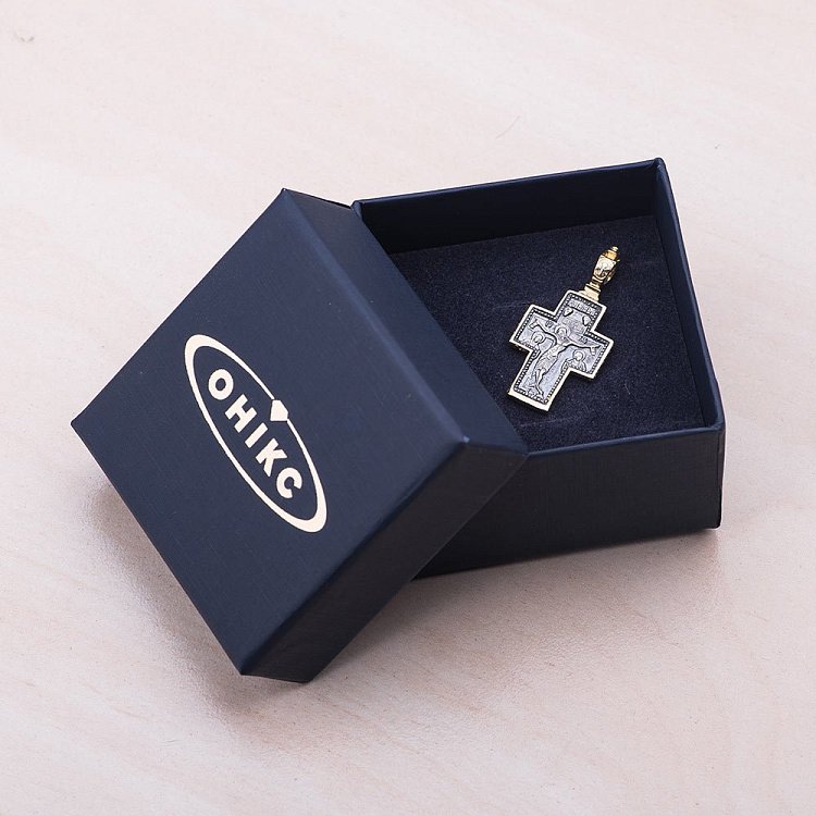 Срібний хрестик з позолотою 131642 від ювелірного магазину Онікс - 4