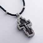 Мужской православный крест из эбенового дерева и серебра (на шнуре) эбен от ювелирного магазина Оникс - 6