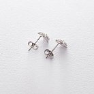Срібні сережки-пусети "Сова" з фіанітами 122473 от ювелирного магазина Оникс - 1