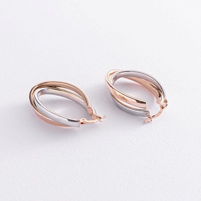 Серьги "Сплетение" (красное и белое золото) с07489 №3