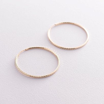 Сережки - кільця в жовтому золоті (4.0 см) с07188 №3
