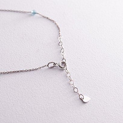 Колье "Free" в белом золоте (голубые и желтые фианиты) кол02292 №7