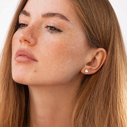 Золоті сережки - пусети з фіанітами с06723 №2