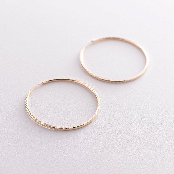 Сережки - кільця в жовтому золоті (4.0 см) с07188 №3