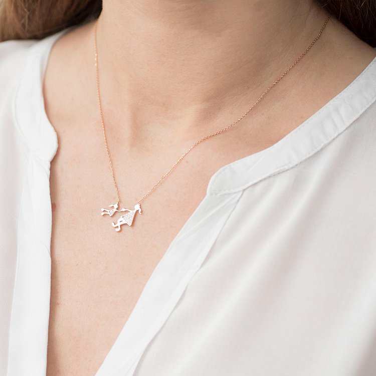 Золотое колье "Мама и дочка" (фианиты) кол01234 от ювелирного магазина Оникс