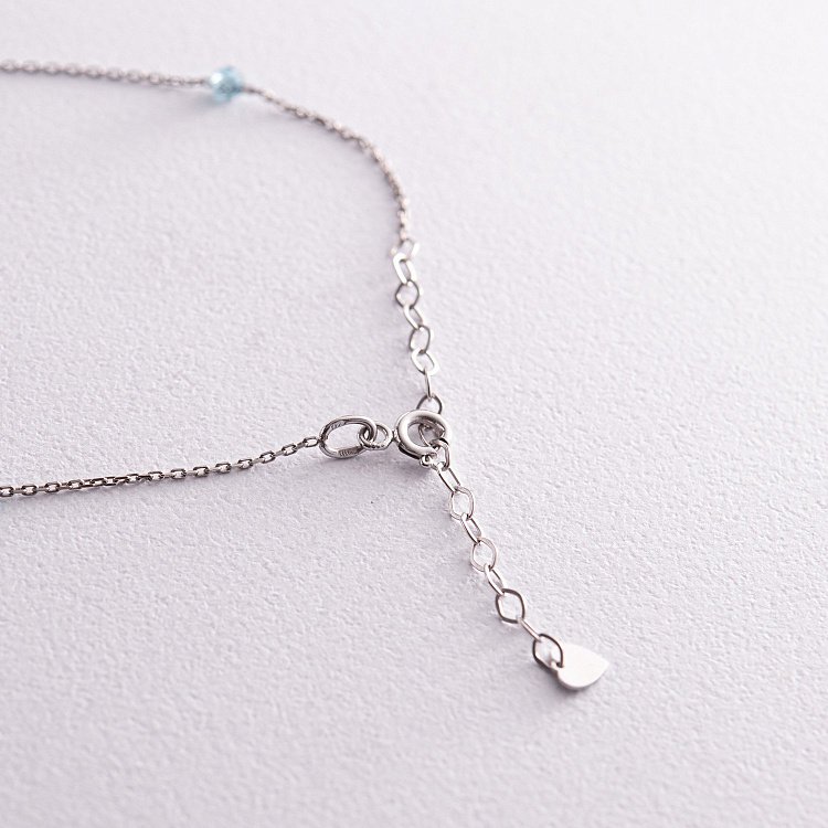 Колье "Free" в белом золоте (голубые и желтые фианиты) кол02292 от ювелирного магазина Оникс - 9