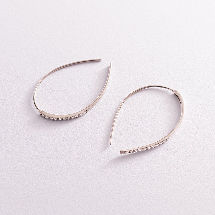 Серебряные серьги "Клео" с фианитами 4991 от ювелирного магазина Оникс - 5