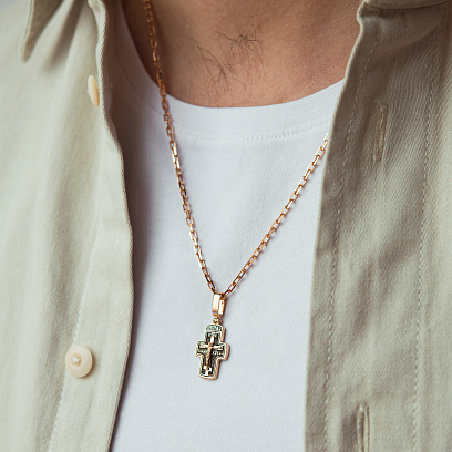 Православний золотий хрестик "Розп'яття. Архангел Михайло" 240239 №2