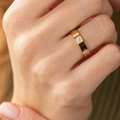 Кольцо "Love" в желтом золоте (фианиты) к07139 №4