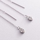 Серебряные серьги - протяжки "Капельки" 123114 от ювелирного магазина Оникс - 2