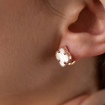 Золоті сережки "Конюшина" (перламутр) с06364 №6