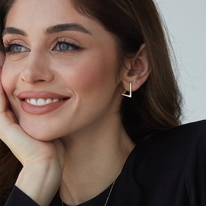 Сережки "Імпровізація" в червоному золоті с07330 №3