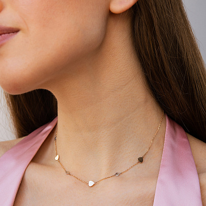 Золоте кольє з сердечками кол01404 №10