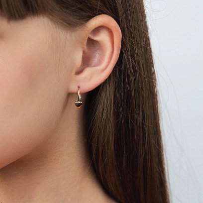 Золотые детские серьги "Сердечки" с05936 №3