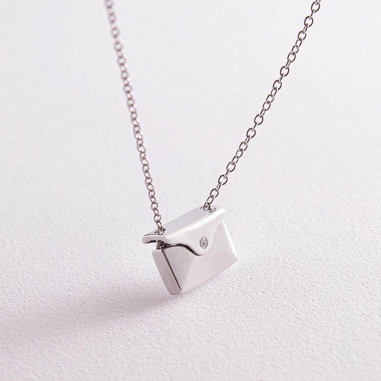 Серебряное колье "Конверт с секретом" (возможна гравировка) 181215 от ювелирного магазина Оникс - 4