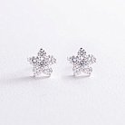 Срібні сережки - пусети "Квіточки" з фіанітами 121482 от ювелирного магазина Оникс - 4