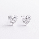 Серьги - пусеты "Сердечки" в белом золоте (бриллианты) сб0696va от ювелирного магазина Оникс